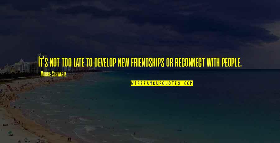 New Friendships Quotes By Morrie Schwartz.: It's not too late to develop new friendships