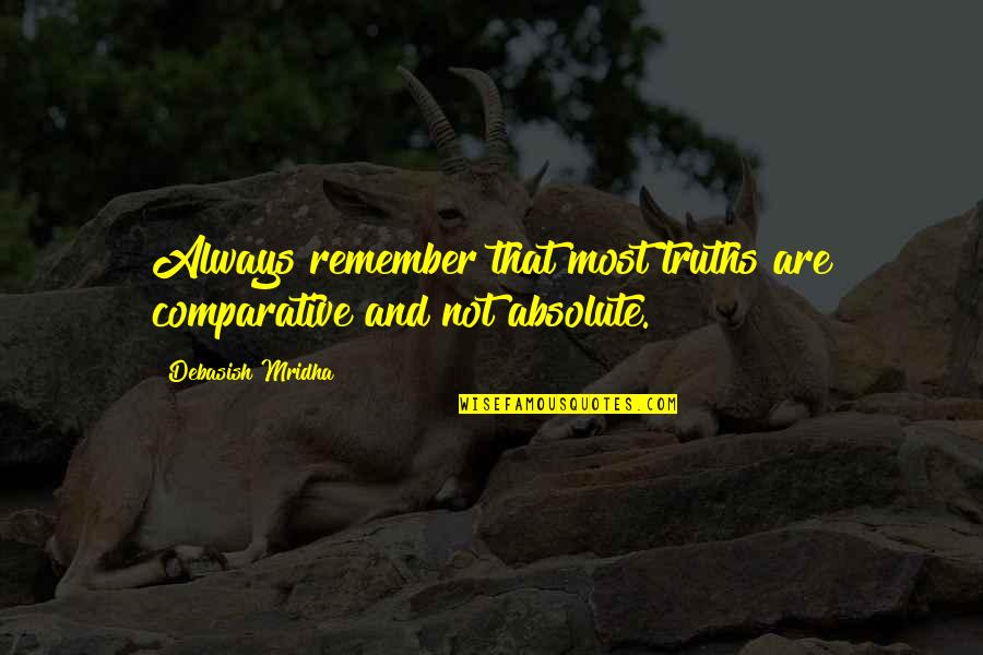 New Love After Breakup Quotes By Debasish Mridha: Always remember that most truths are comparative and