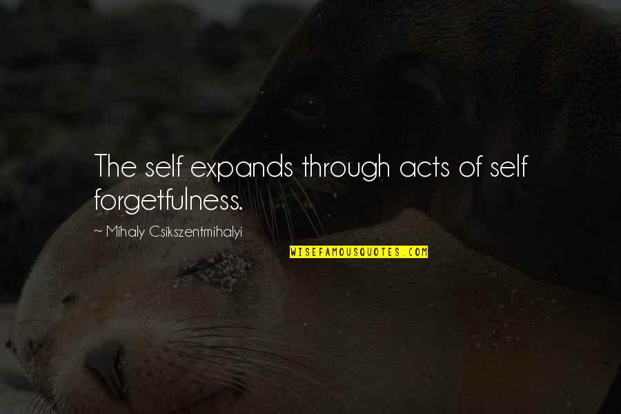 New Toys Quotes By Mihaly Csikszentmihalyi: The self expands through acts of self forgetfulness.