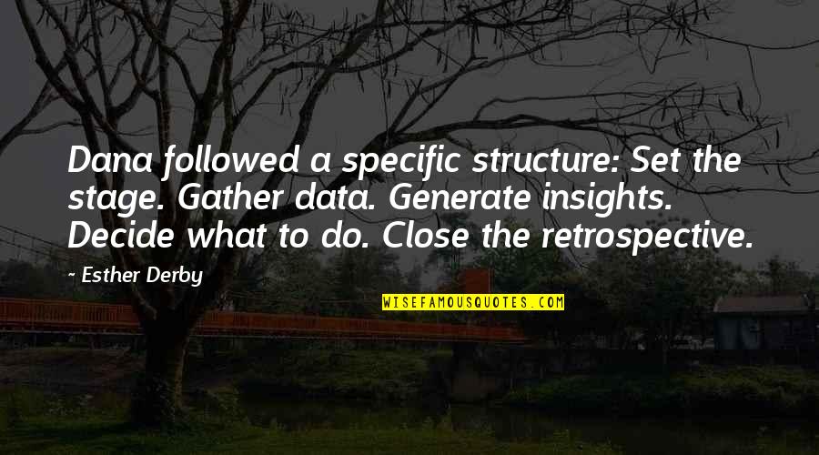 Niedriger Quotes By Esther Derby: Dana followed a specific structure: Set the stage.