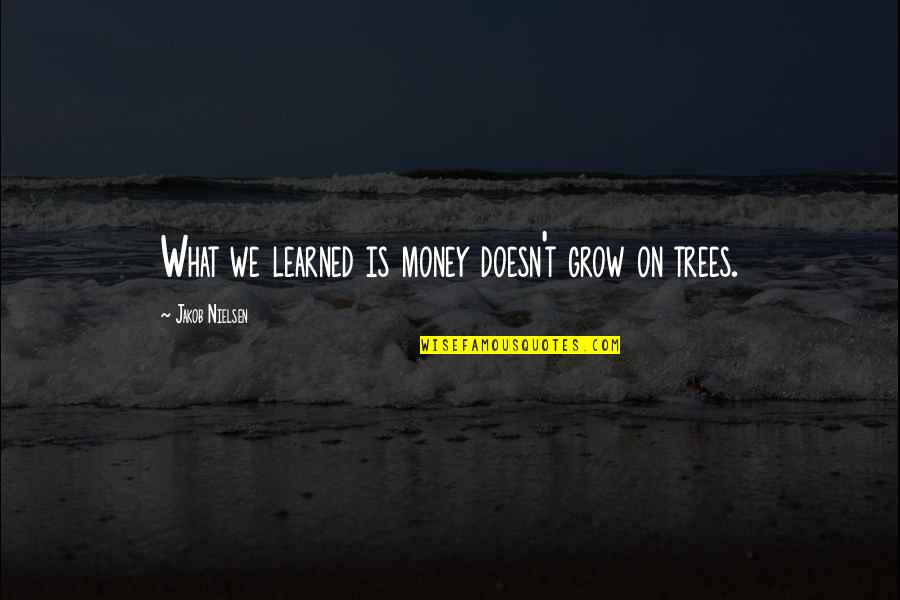 Nielsen Quotes By Jakob Nielsen: What we learned is money doesn't grow on