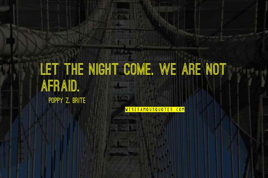 Night Inspirational Quotes By Poppy Z. Brite: Let the night come. We are not afraid.