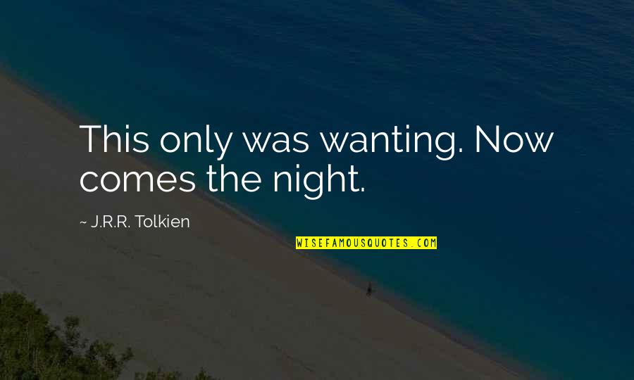 Nikodimos Kabarnos Quotes By J.R.R. Tolkien: This only was wanting. Now comes the night.