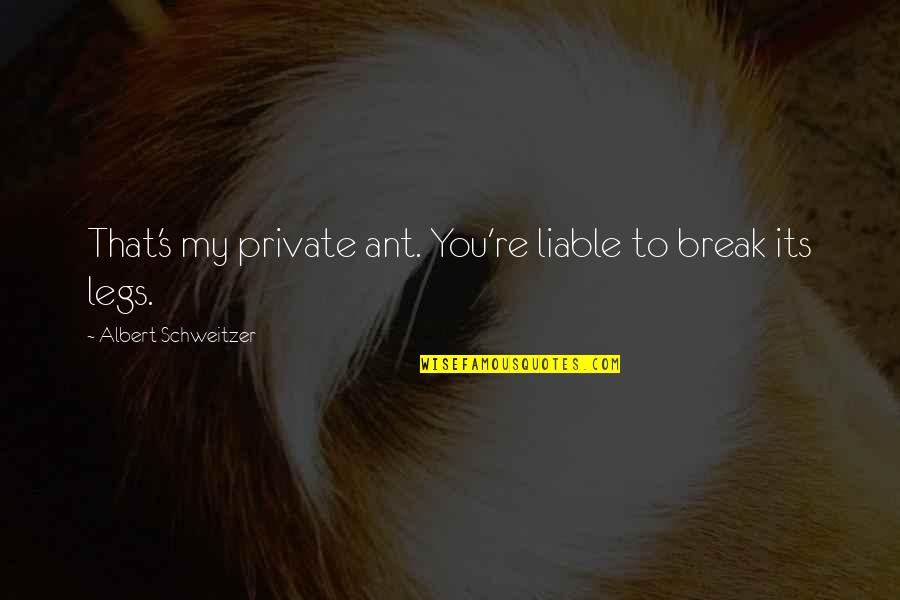 No Duermo Quotes By Albert Schweitzer: That's my private ant. You're liable to break