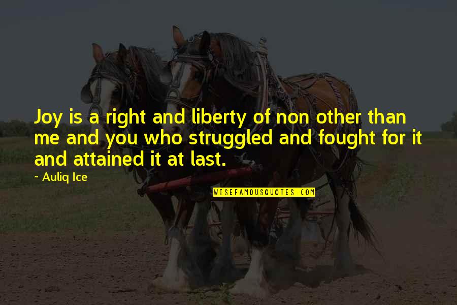 No Joy In Life Quotes By Auliq Ice: Joy is a right and liberty of non