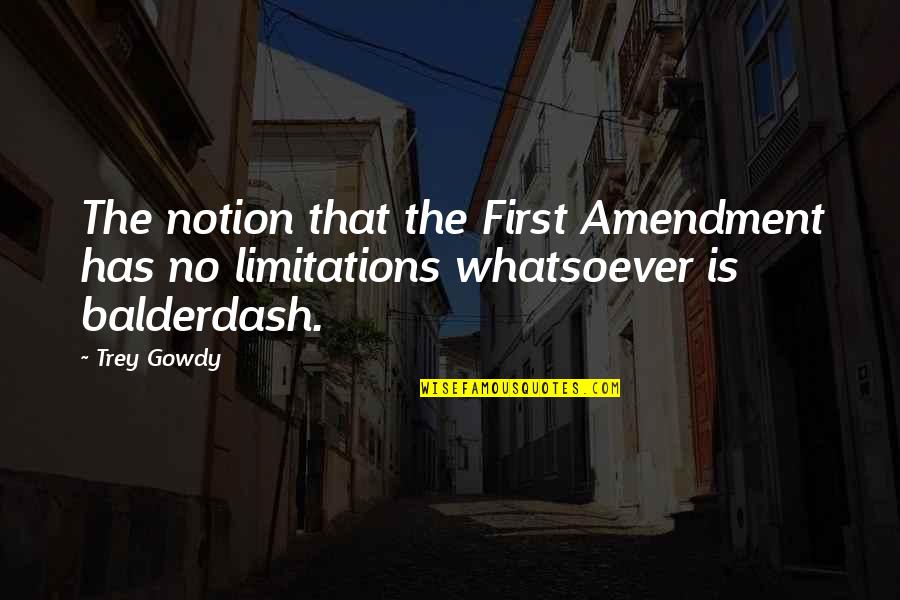 No Limitations Quotes By Trey Gowdy: The notion that the First Amendment has no