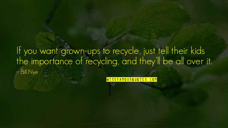 No Matter What I Will Make It Quotes By Bill Nye: If you want grown-ups to recycle, just tell