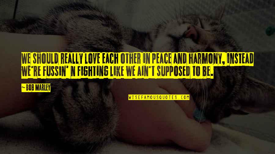 No More Fighting Love Quotes By Bob Marley: We should really love each other in peace