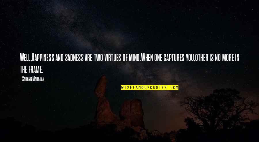 No More Happiness Quotes By Sarang Mahajan: Well,Happiness and sadness are two virtues of mind.When