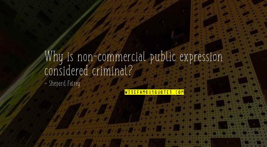 Non-mothers Quotes By Shepard Fairey: Why is non-commercial public expression considered criminal?