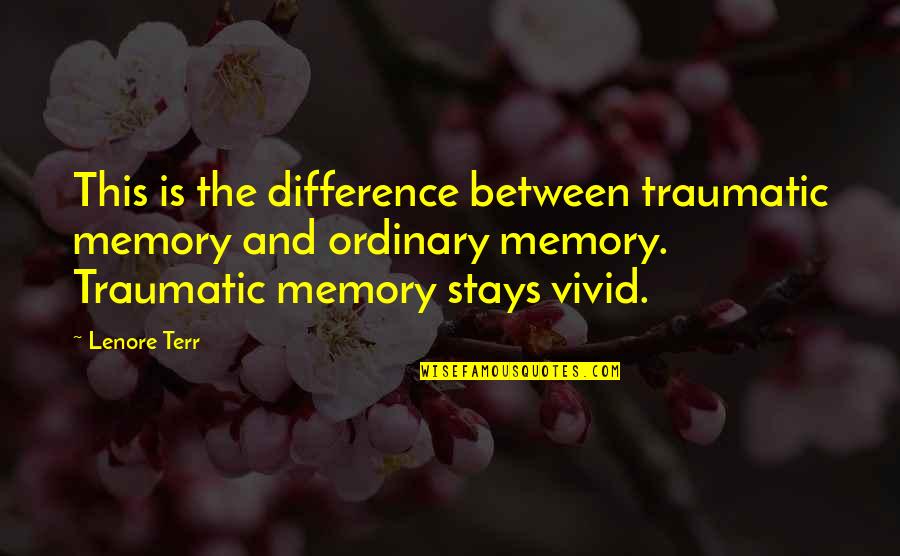 Nonintention Quotes By Lenore Terr: This is the difference between traumatic memory and