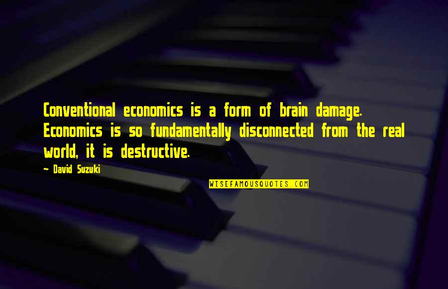 Not Being Discouraged Quotes By David Suzuki: Conventional economics is a form of brain damage.