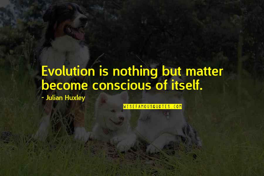 Not Being Noticed By The One You Love Quotes By Julian Huxley: Evolution is nothing but matter become conscious of