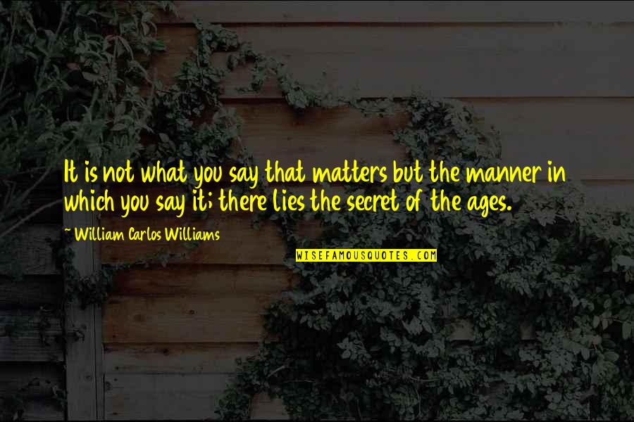 Not Every Love Story Has A Happy Ending Quotes By William Carlos Williams: It is not what you say that matters