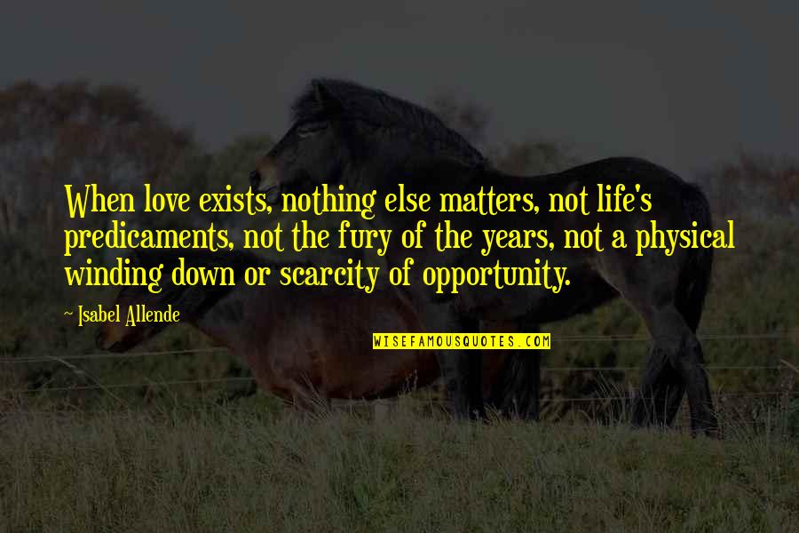 Not Not Quotes By Isabel Allende: When love exists, nothing else matters, not life's