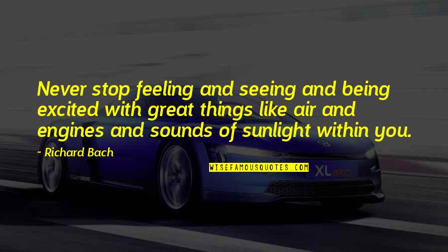 Not Seeing You Is Like Quotes By Richard Bach: Never stop feeling and seeing and being excited