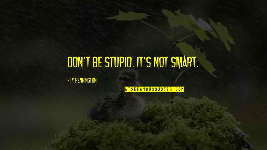 Not Smart Quotes By Ty Pennington: Don't be stupid. It's not smart.