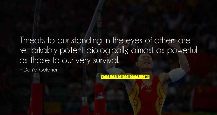 Not Standing Up For Others Quotes By Daniel Goleman: Threats to our standing in the eyes of