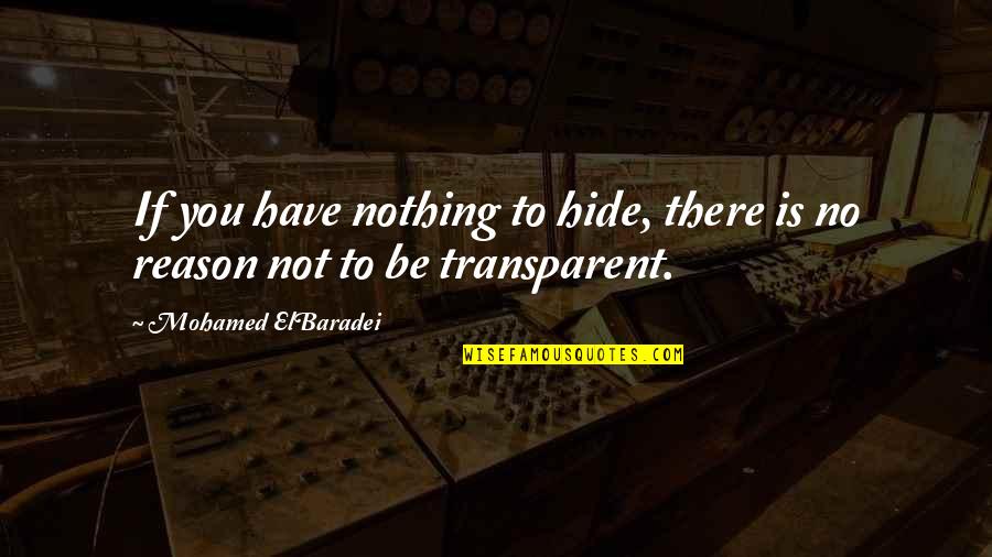 Nothing To Hide Quotes By Mohamed ElBaradei: If you have nothing to hide, there is