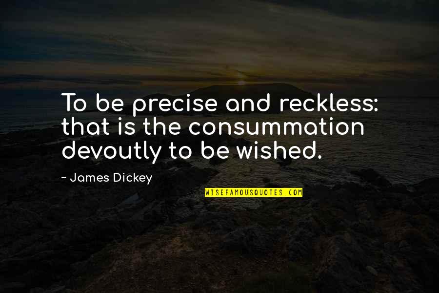 Nunamaker Construction Quotes By James Dickey: To be precise and reckless: that is the