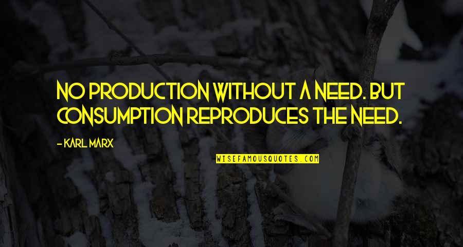 Nurseries And Garden Quotes By Karl Marx: No production without a need. But consumption reproduces