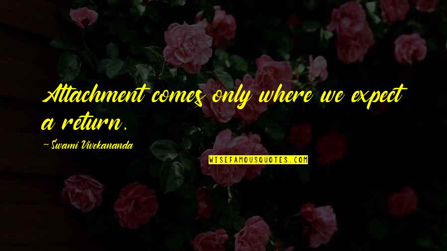 Obitelj Slike Quotes By Swami Vivekananda: Attachment comes only where we expect a return.