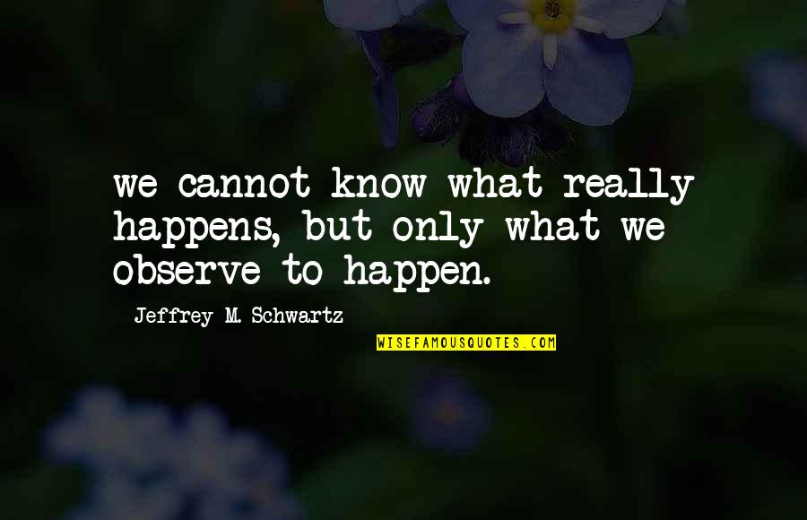 Observe Quotes By Jeffrey M. Schwartz: we cannot know what really happens, but only