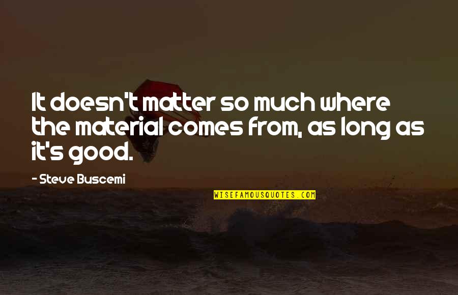 Ocherous Quotes By Steve Buscemi: It doesn't matter so much where the material