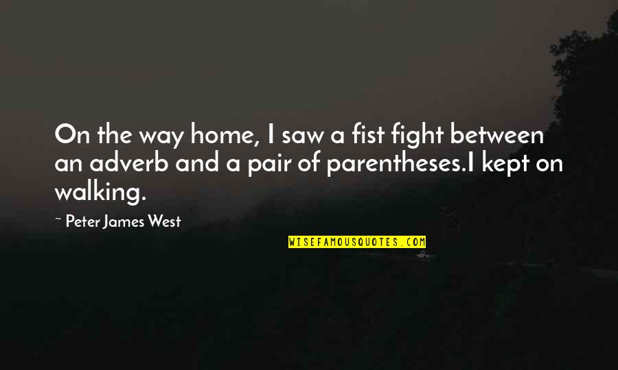 On My Way Home Quotes By Peter James West: On the way home, I saw a fist