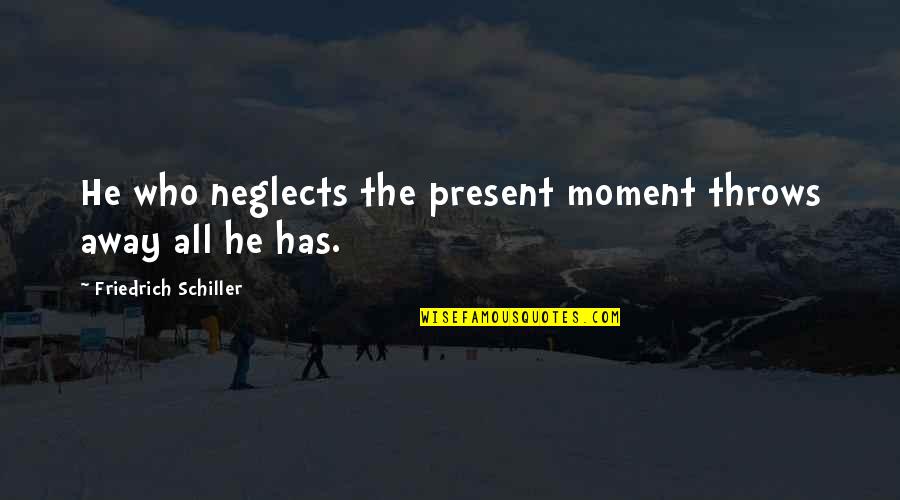 Ondskapt Quotes By Friedrich Schiller: He who neglects the present moment throws away