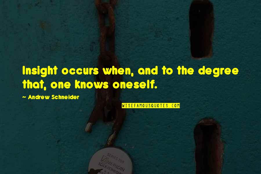 One Degree Quotes By Andrew Schneider: Insight occurs when, and to the degree that,