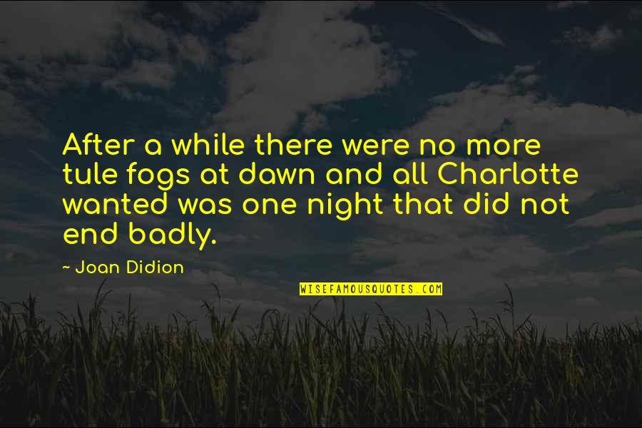 One More Night Quotes By Joan Didion: After a while there were no more tule