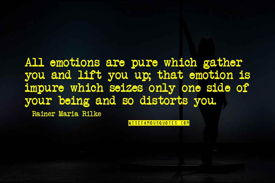 One Up You Quotes By Rainer Maria Rilke: All emotions are pure which gather you and