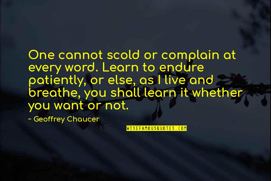 One You Cannot Live Without Quotes By Geoffrey Chaucer: One cannot scold or complain at every word.