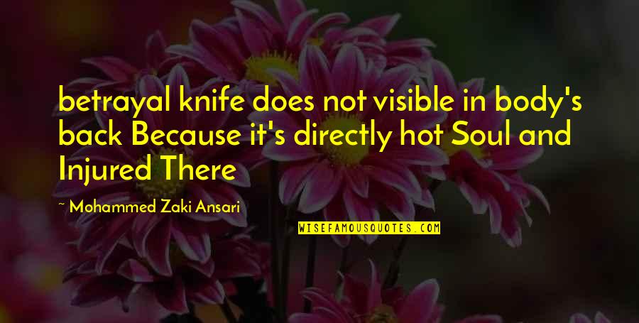 Onlookers Quotes By Mohammed Zaki Ansari: betrayal knife does not visible in body's back