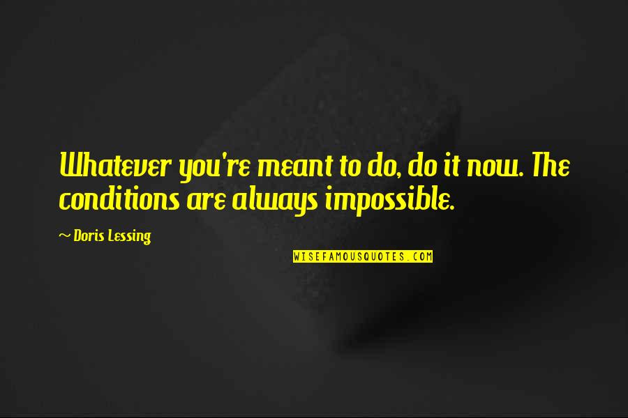 Onosecond Quotes By Doris Lessing: Whatever you're meant to do, do it now.