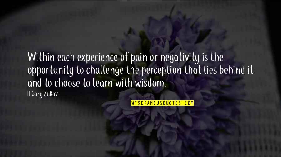 Opportunity And Challenge Quotes By Gary Zukav: Within each experience of pain or negativity is