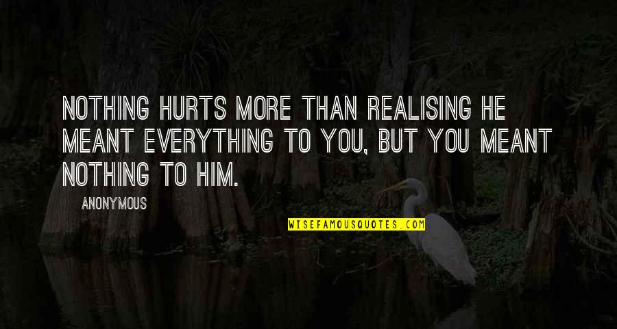 Organik Adalah Quotes By Anonymous: Nothing hurts more than realising he meant everything