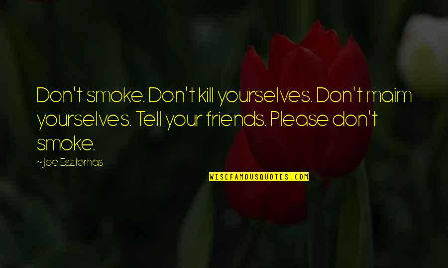 Organisaties Tegen Quotes By Joe Eszterhas: Don't smoke. Don't kill yourselves. Don't maim yourselves.