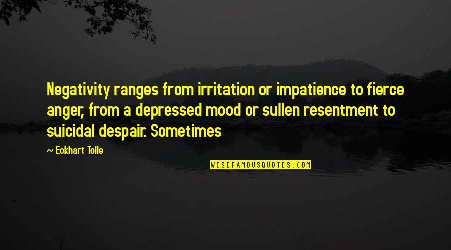 Oscar Ralph Quotes By Eckhart Tolle: Negativity ranges from irritation or impatience to fierce