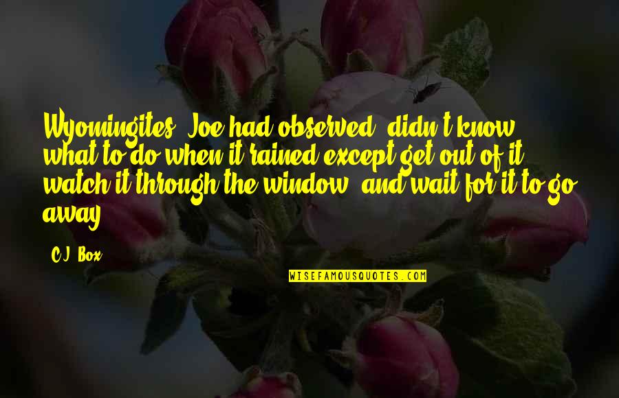 Out The Window Quotes By C.J. Box: Wyomingites, Joe had observed, didn't know what to