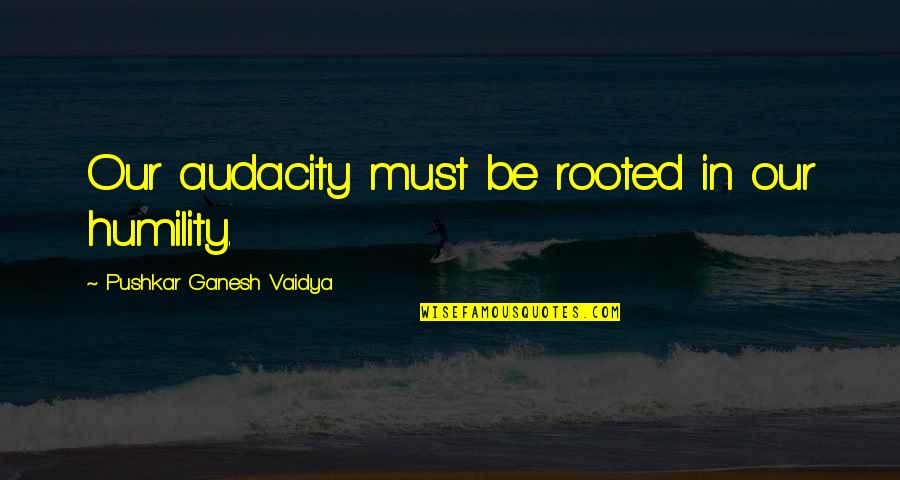 Ovenden Park Quotes By Pushkar Ganesh Vaidya: Our audacity must be rooted in our humility.