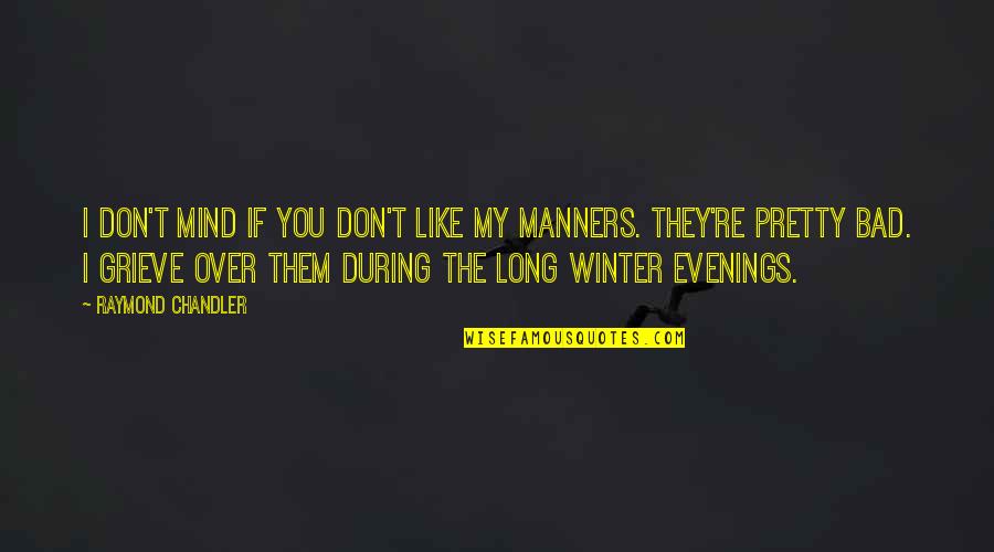 Over Winter Quotes By Raymond Chandler: I don't mind if you don't like my