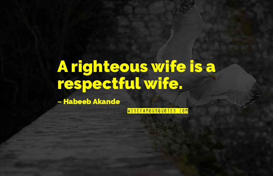 Overreaching In Exercise Quotes By Habeeb Akande: A righteous wife is a respectful wife.