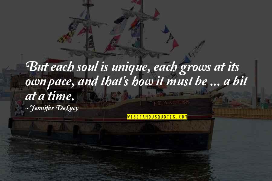 Own Pace Quotes By Jennifer DeLucy: But each soul is unique, each grows at