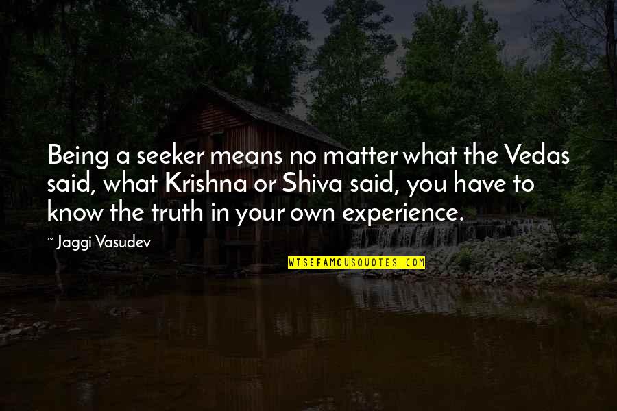 Own The Truth Quotes By Jaggi Vasudev: Being a seeker means no matter what the