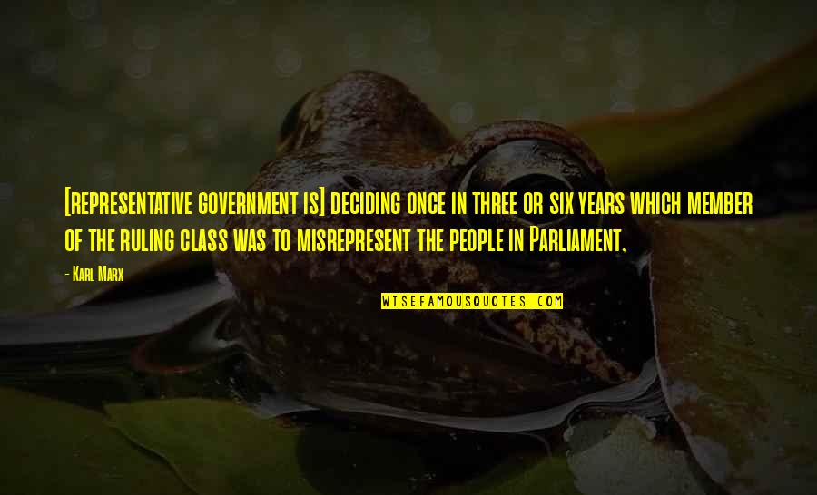 Paen Quotes By Karl Marx: [representative government is] deciding once in three or