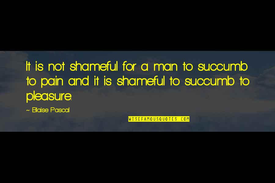 Pain For Pleasure Quotes By Blaise Pascal: It is not shameful for a man to