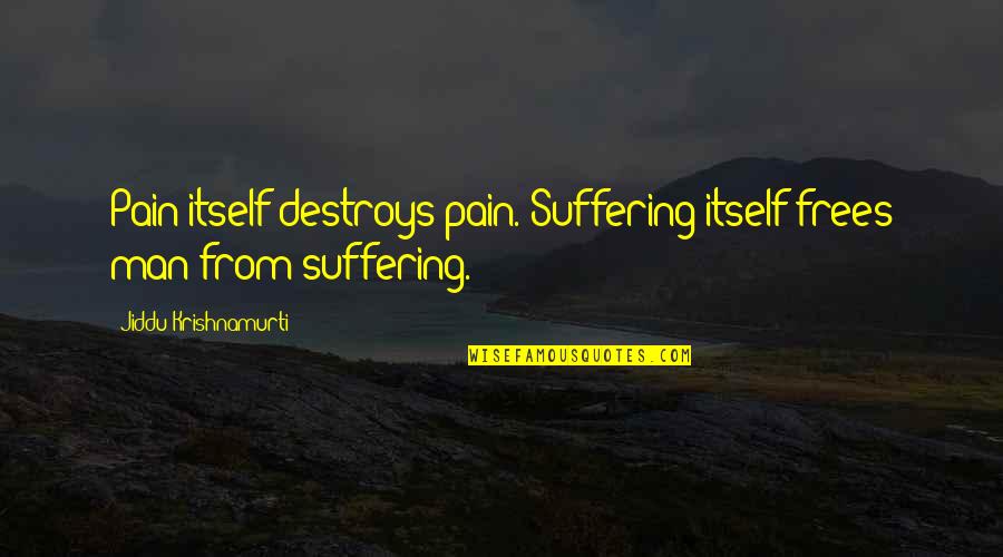 Pain Life Quotes By Jiddu Krishnamurti: Pain itself destroys pain. Suffering itself frees man