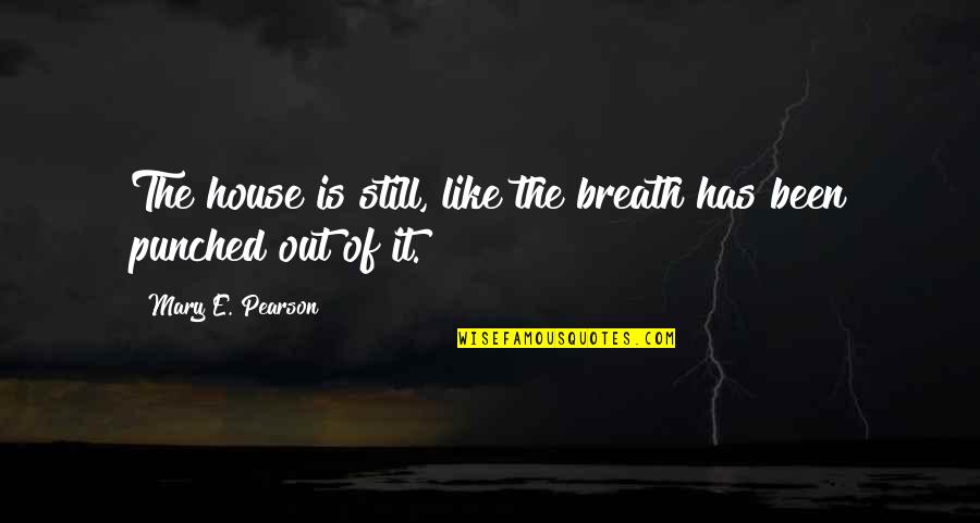 Painfully Sad Quotes By Mary E. Pearson: The house is still, like the breath has